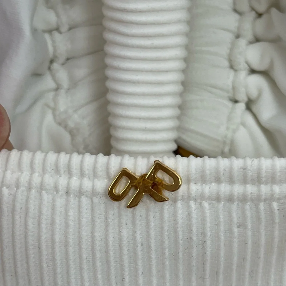 NWT Pilyq One Piece White Pearl Detail Strapless Swimsuit Size S